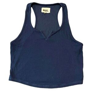 Madewell Ribbed Crop Racer Back Tank Top. Blue Size S #845